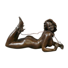 Factory cast metal copper sexy lady statue naked erotic woman female sculpture